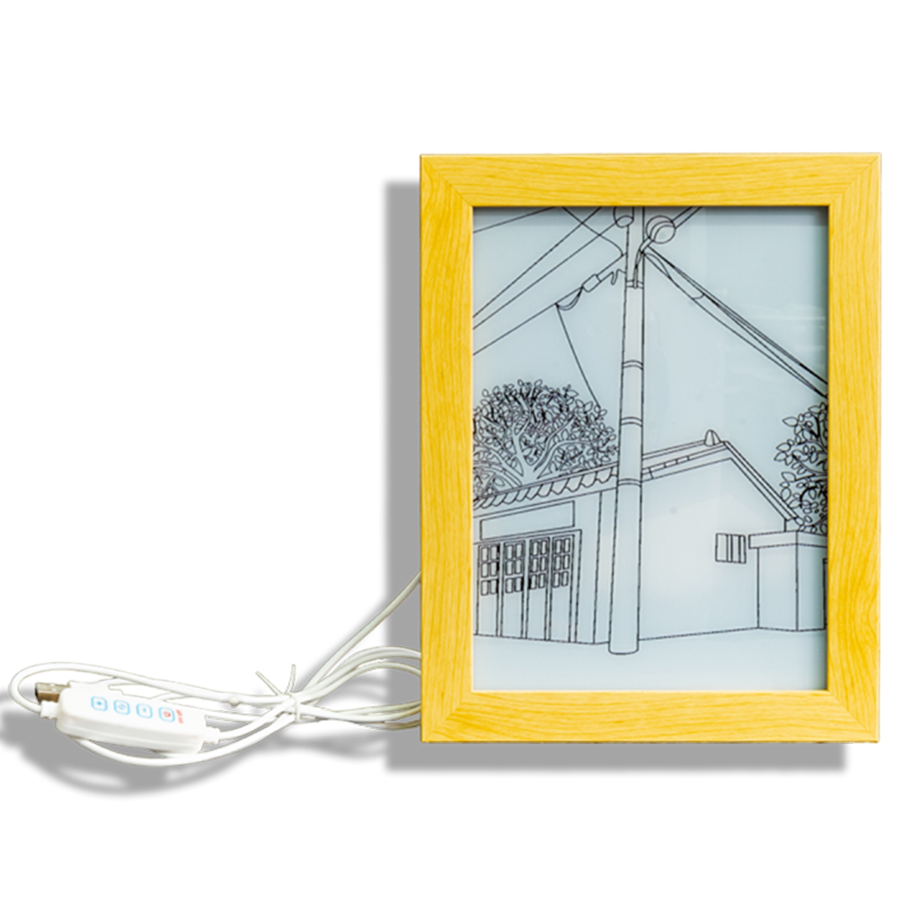 Light up picture frame - Outdoor house night time