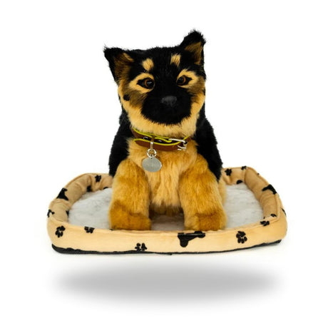 Front view of Sweet Petzzz German Shepherd realistic toy dog.