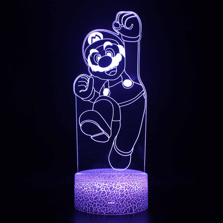 Illuminated Super Mario Jumping 3D Lamp in Dark Setting