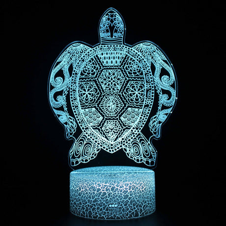 Illuminated Turtle 3D Lamp in Dark Setting