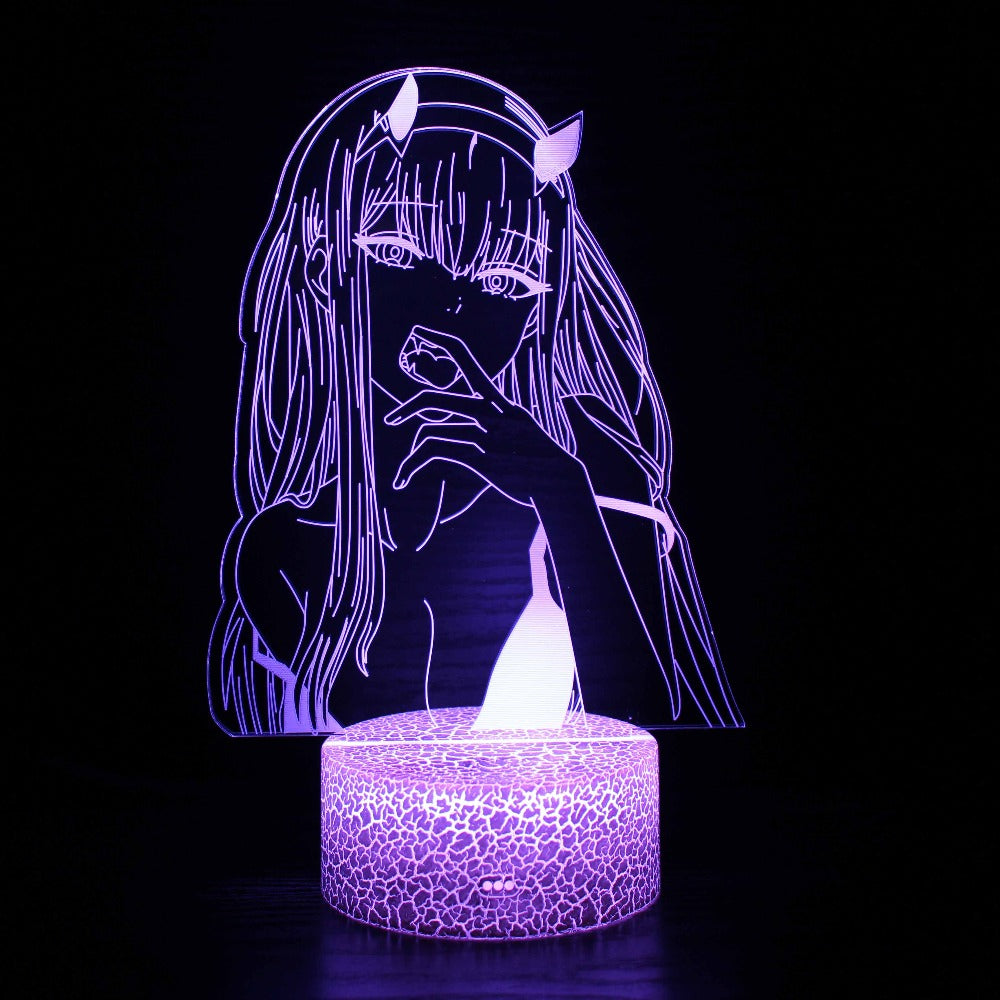 Illuminated Yumeko Sabami Smiling 3D Lamp in Dark Setting