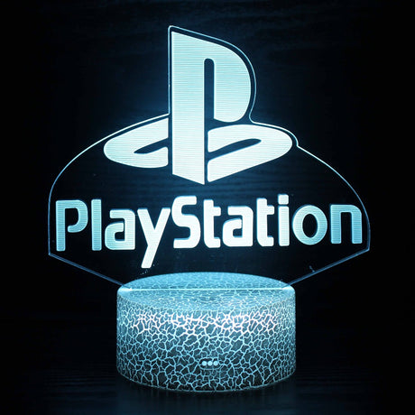 Iluminated PlayStation 2 3D Lamp in Dark Setting