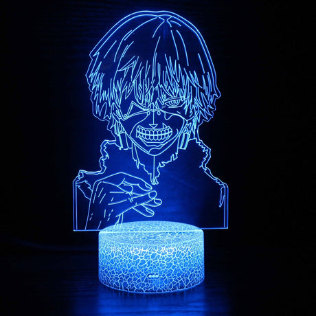 Illuminated Tokyo Ghoul Ken Kaneki 3D Lamp in Dark Setting