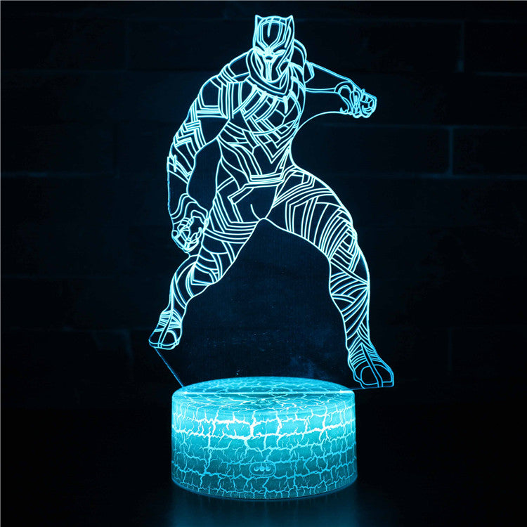 Illuminated Black Panther 3D Lamp in Dark Setting