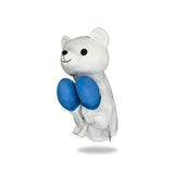 Side view of Plush Polar Bear Boxing Toy, highlighting its side profile and boxing gloves detail.