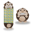 Gorilla-themed kids' sleeping bag open, showcasing cozy interior and playful design