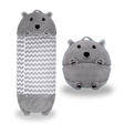 Hamster-themed kids' sleeping bag open, showcasing cozy interior and playful design