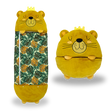 Jungle lion-themed kids' sleeping bag open, showcasing cozy interior and playful design