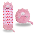 Pink cat-themed kids' sleeping bag open, showcasing cozy interior and cute design