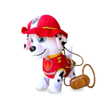 Front view of the Walking Paw Patrol Marshall toy, showcasing its detailed firefighter outfit and friendly expression.