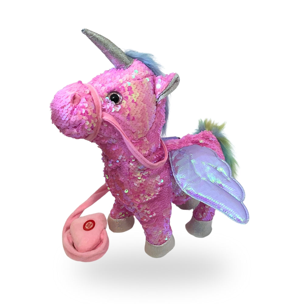 Walking Unicorn Plush Toy Pink with Leash Teddy Co FUNLAND
