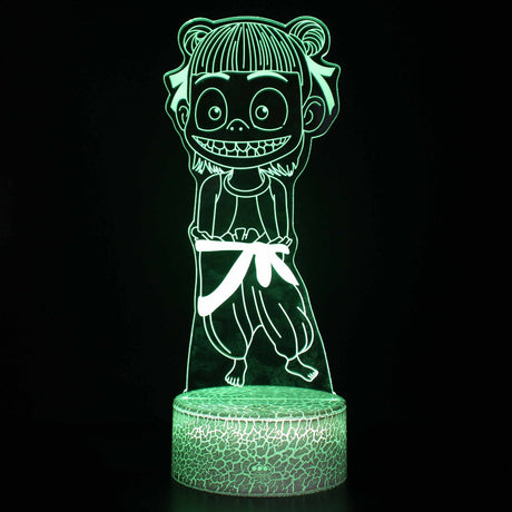 Iluminated Ne Zha 3D Lamp in Dark Setting