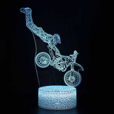 Illuminated Biker Mid Motorbike Jump 3D Lamp in Dark Setting