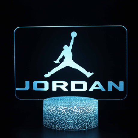 Illuminated Michael Jordan 3D Lamp in Dark Setting
