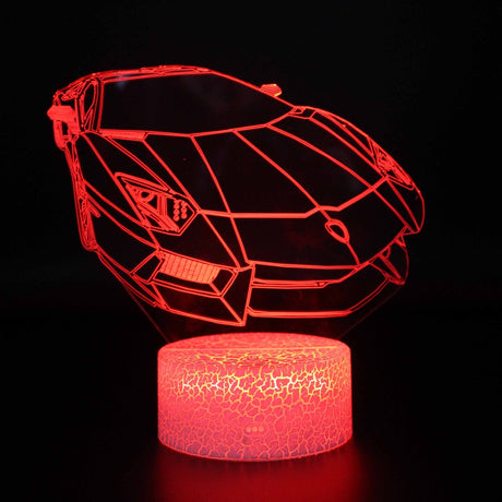 Illuminated Lamborghini 3D Lamp in Dark Setting