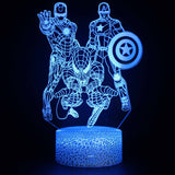 Illuminated Marvel Avengers Trio 3D Lamp in Dark Setting