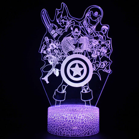 Illuminated Marvel Avengers Group 3D Lamp in Dark Setting