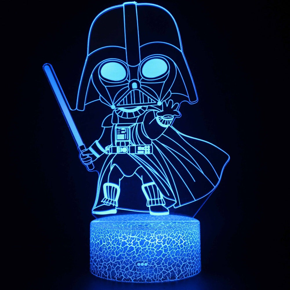 Illuminated Star Wars - Baby Darth Vader Lightsaber Drawn 3D Lamp in Dark Setting
