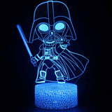 Illuminated Star Wars - Baby Darth Vader Lightsaber Drawn 3D Lamp in Dark Setting
