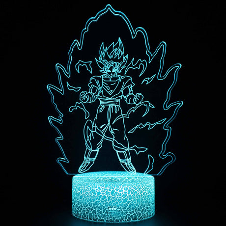 Illuminated Dragon Ball Z - Goku SSJ3 Power Flame Wider 3D Lamp in Dark Setting