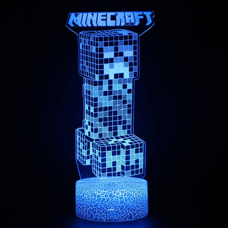Illuminated Minecraft 3D Lamp in Dark Setting