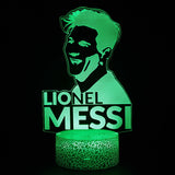 Illuminated Lionel Messi 3D Lamp in Dark Setting