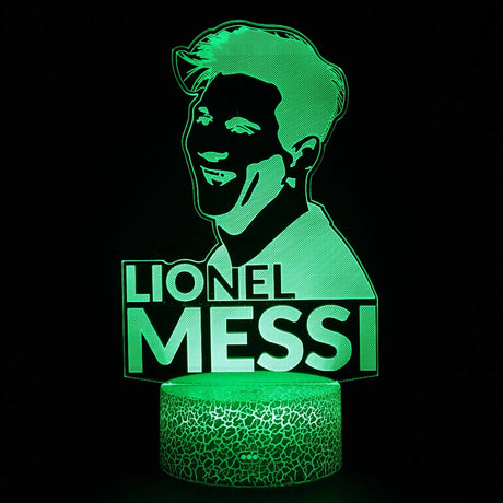 Illuminated Lionel Messi 3D Lamp in Dark Setting