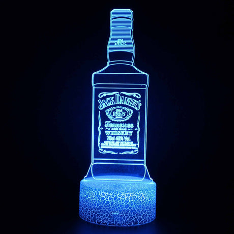 Illuminated Jack Daniel's Whiskey 3D Lamp in Dark Setting