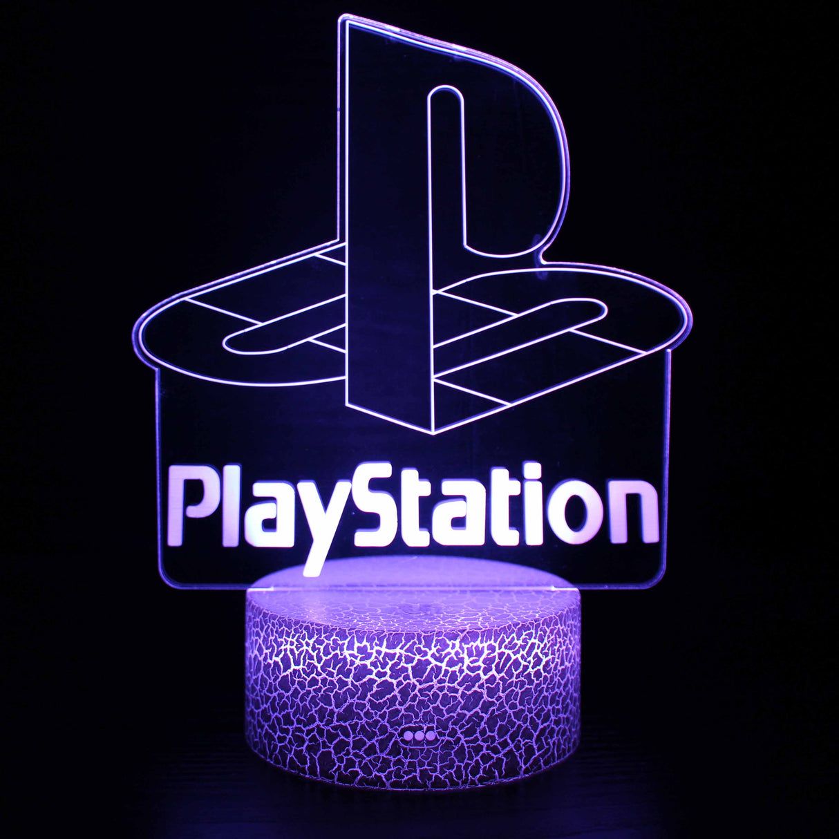 Iluminated PlayStation Logo 3D Lamp in Dark Setting
