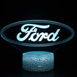 Illuminated Ford Logo 3D Lamp in Dark Setting