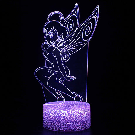 Illuminated Peter Pan Tinker Bell 3D Lamp in Dark Setting