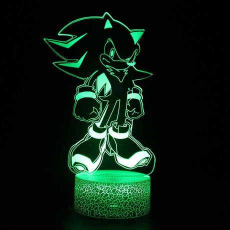 Illuminated Sonic 3D Lamp in Dark Setting