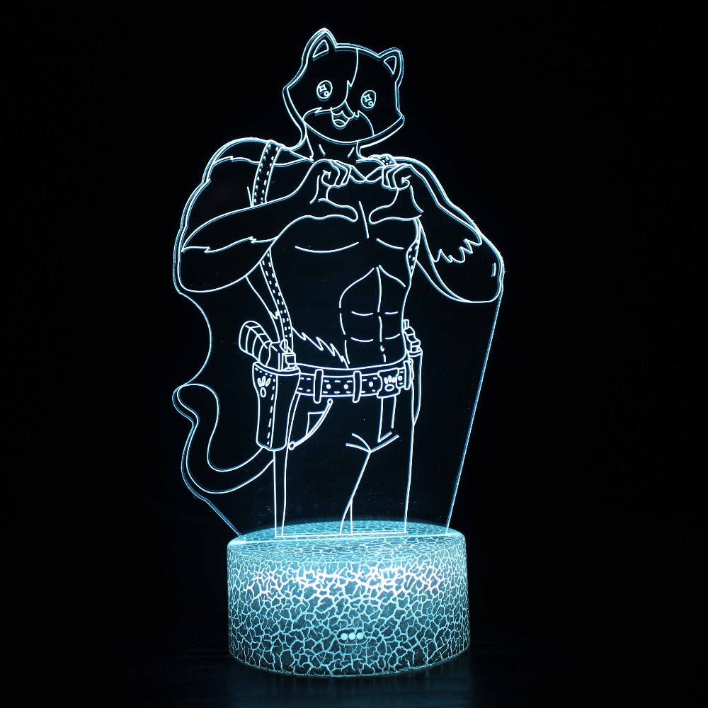 Illuminated Fortnite - Meowscles 3D Lamp in Dark Setting