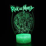 Illuminated Rick And Morty Logo 3D Lamp in Dark Setting