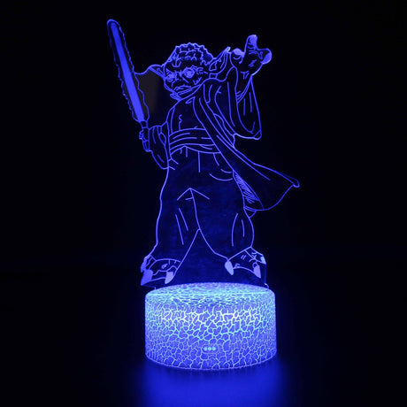 Illuminated Star Wars - Yoda With Lightsaber 3D Lamp in Dark Setting