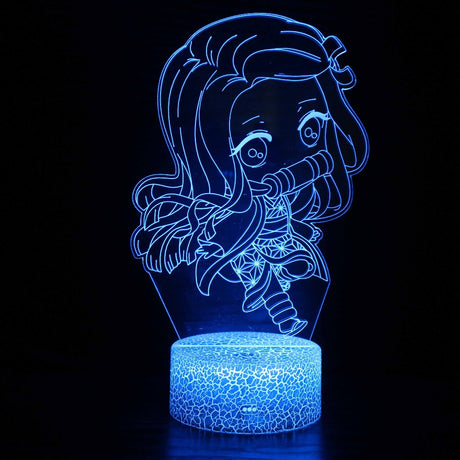 Illuminated Demon Slayer Baby Nezuko 3D Lamp in Dark Setting