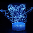 Illuminated Demon Slayer Nezuko & Tanjiro 3D Lamp in Dark Setting