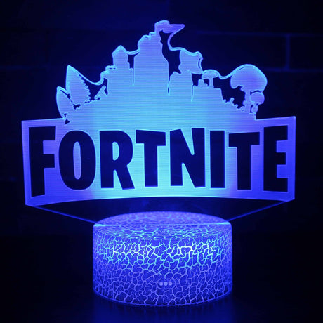 Illuminated Fortnite Loho 3D Lamp in Dark Setting