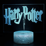 Iluminated Harry Potter Logo 3D Lamp in Dark Setting