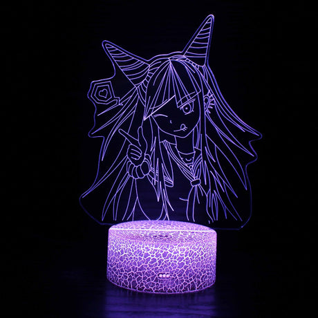 Iluminated Danganronpa Ibuki Mioda 3D Lamp in Dark Setting