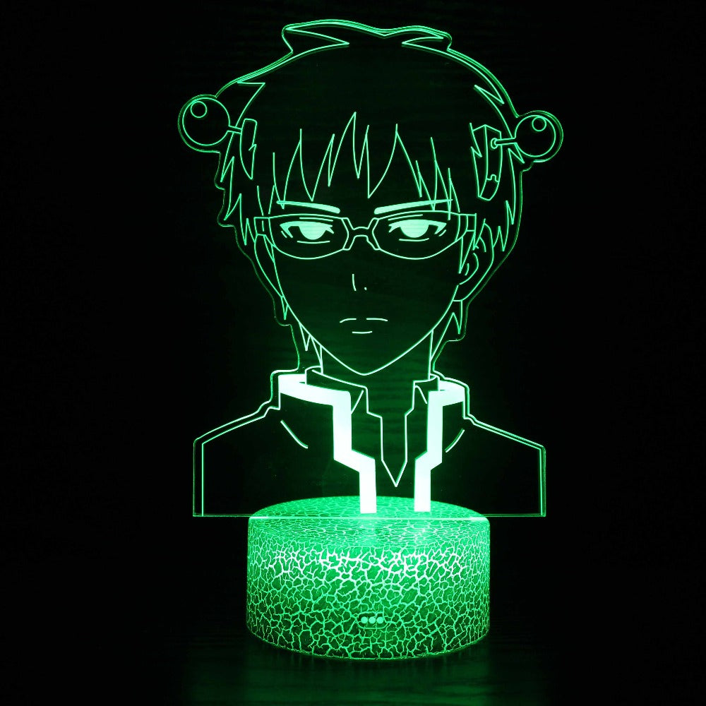 Illuminated The Disastrous Life of Saiki K - Kusuo Saiki 3D Lamp in Dark Setting