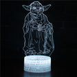 Illuminated Star Wars Master Yoda 3D Lamp in Dark Setting
