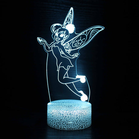 Illuminated Peter Pan Tinker Bell 3D Lamp in Dark Setting