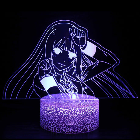 Iluminated Anime Yumeko Jabami 3D Lamp in Dark Setting