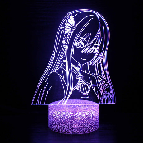 Iluminated Re:Zero Echidna 3D Lamp in Dark Setting