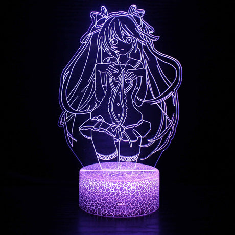 Illuminated Anime Hatsune Miku 3D Lamp in Dark Setting