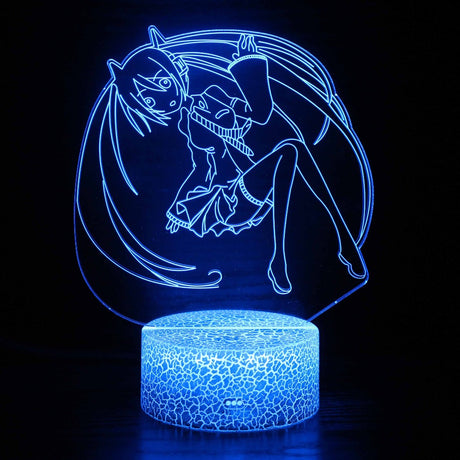 Illuminated Hatsune Miku Unofficial Hatsune Mix Circle Hair 3D Lamp in Dark Setting