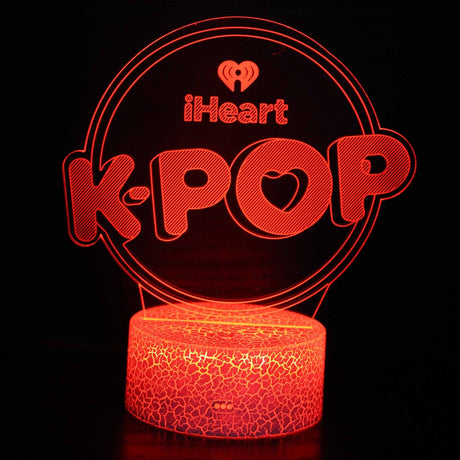 Iluminated iHeart K-Pop 3D Lamp in Dark Setting