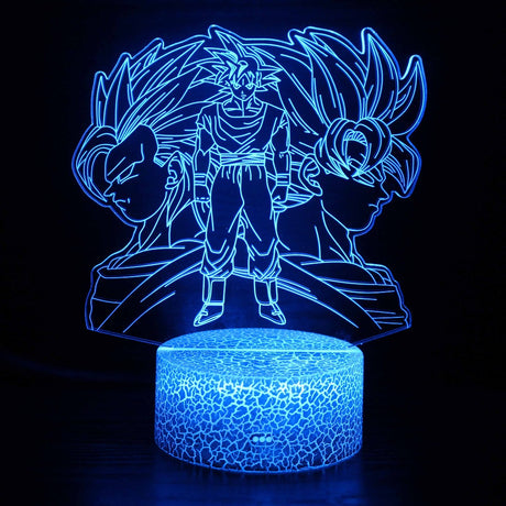 Illuminated Dragon Ball Super Sayan 3D Lamp in Dark Setting
