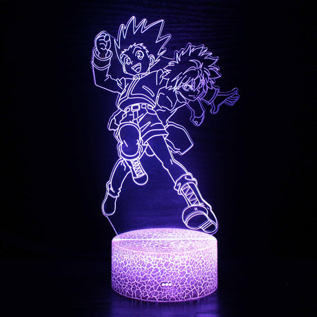 Illuminated Hunter X Hunter Killua And Gon Jumping 3D Lamp in Dark Setting